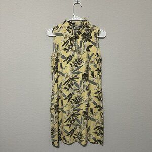 Tommy Bahama Mini Sun Dress Women's Size 6 Yellow Floral Leaf 100% Silk